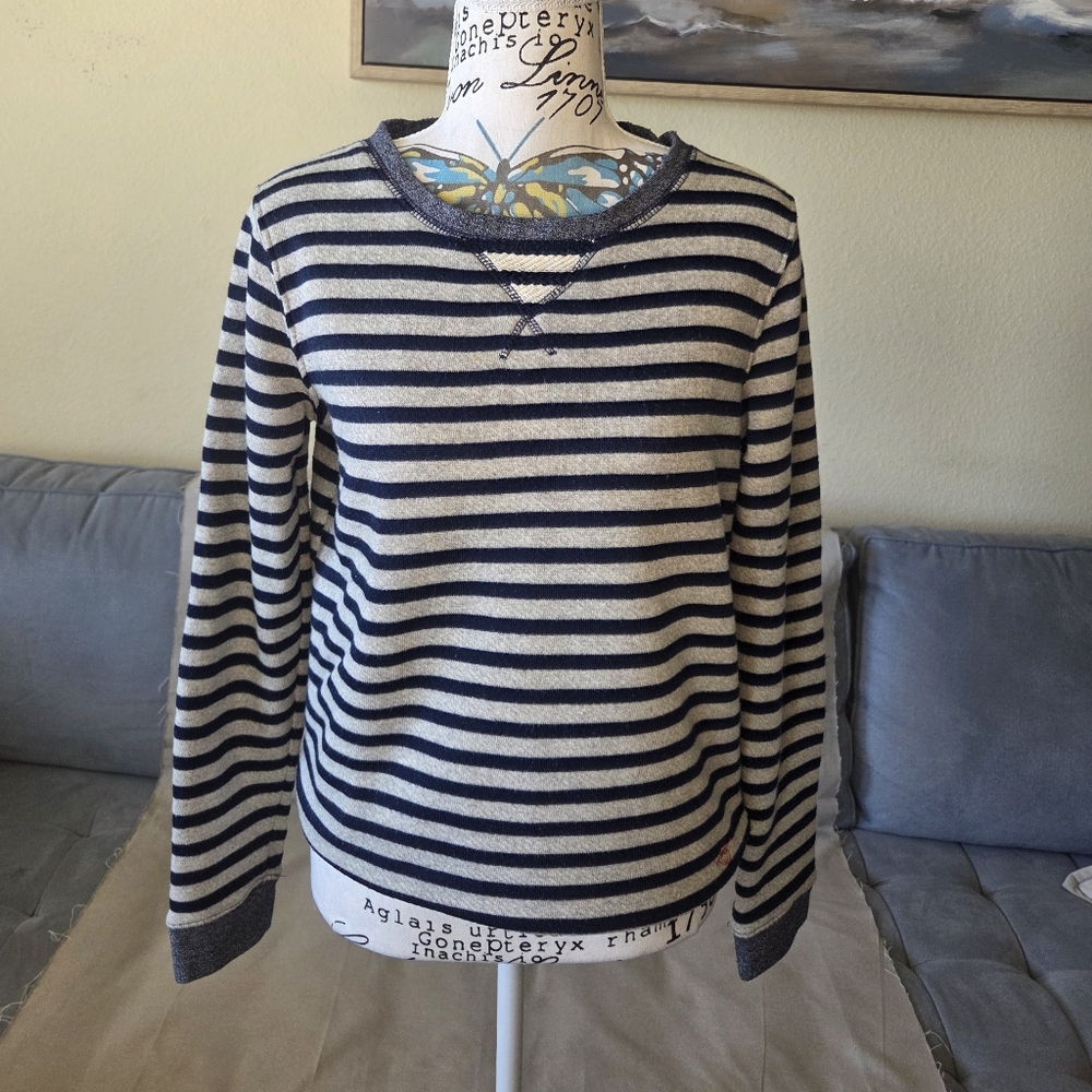 Levi's Crewneck Striped Sweatshirt - Gray and Navy - Size S